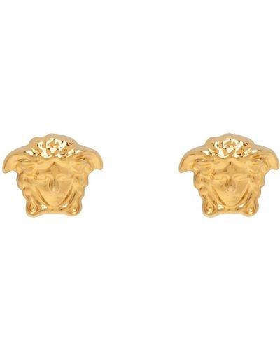 Versace Gold Small Medusa Stud Earrings - Black