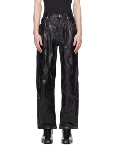 Alexander Wang Black Panelled Leather Trousers