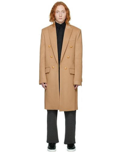 Balmain Manteau brun clair ouvert à l'avant - Noir