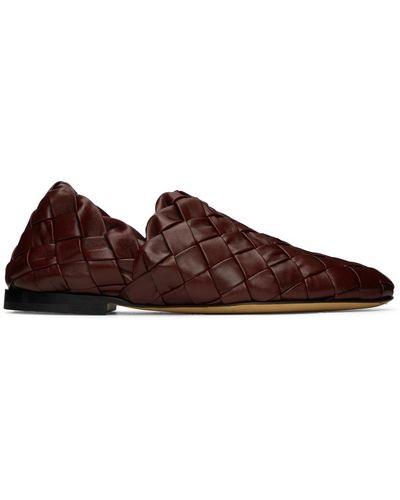 Bottega Veneta Burgundy Intrecciatio Slippers - Black