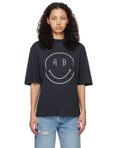 Anine Bing T-shirt avi noir à image