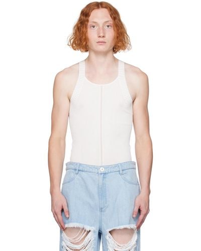 Dion Lee White Panelled Tank Top - Blue