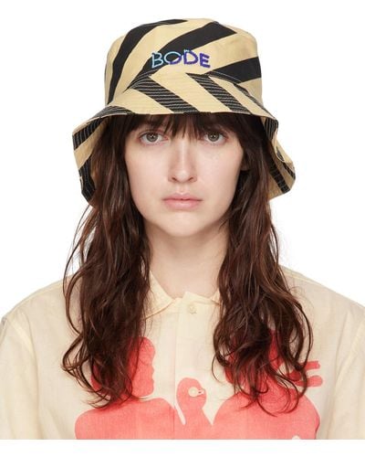 Bode Domino Stripe Bucket Hat - Brown