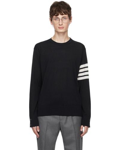 Thom Browne Navy 4-bar Sweater - Black