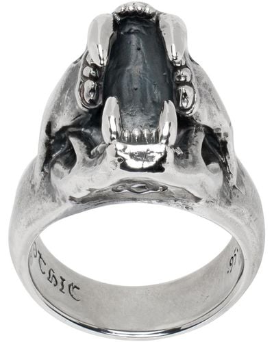 Yohji Yamamoto Silver Puma Skull Ring - Grey