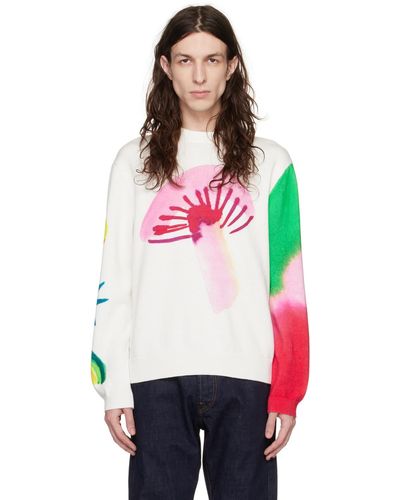 PS by Paul Smith Pull folk blanc - Rouge