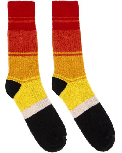 Marni Multicolour Striped Socks - Orange