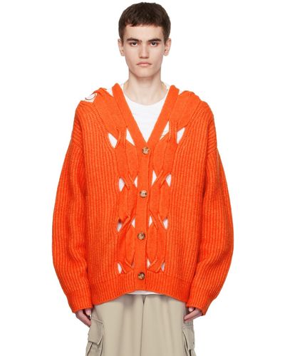 Feng Chen Wang Cardigan en tricot côtelé - Orange
