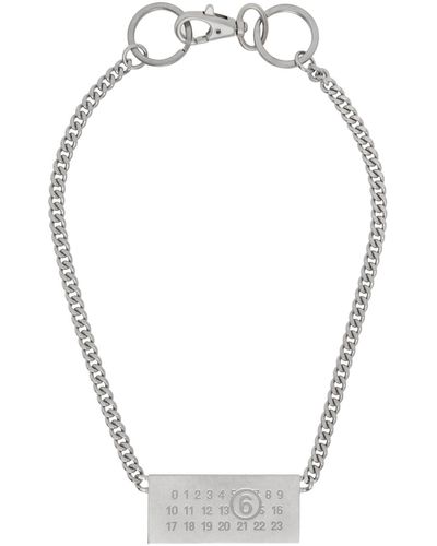 MM6 by Maison Martin Margiela Silver Curb Chain Necklace - White