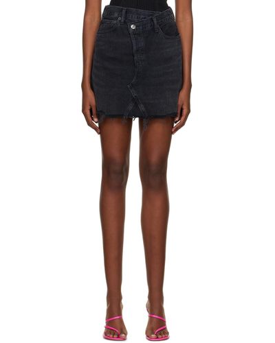 Agolde Black Criss-cross Denim Miniskirt
