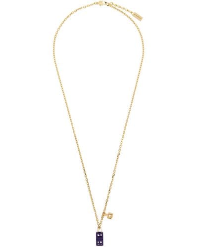 Givenchy Gold & Blue G Cube Necklace - Black