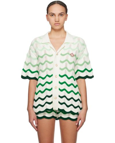 Casablancabrand Chemise vert et blanc à rayures