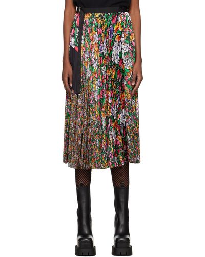 Sacai Multicolor Floral Midi Skirt - Black