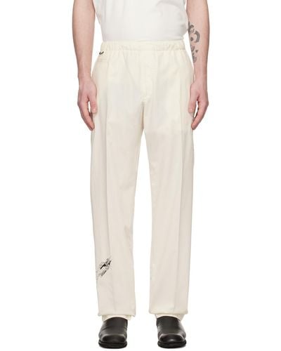 Undercover Off-white Embroidered Trousers - Natural