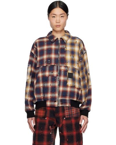 Givenchy Multicolour Check Bomber Jacket - Red