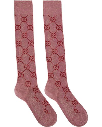 Gucci Lamé GG Socks - Pink