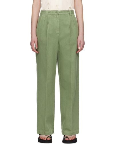 A.P.C. Khaki Tressie Trousers - Green
