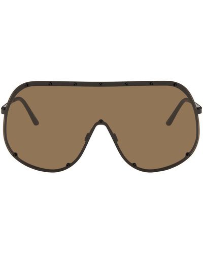 Rick Owens Black & Brown Shield Sunglasses