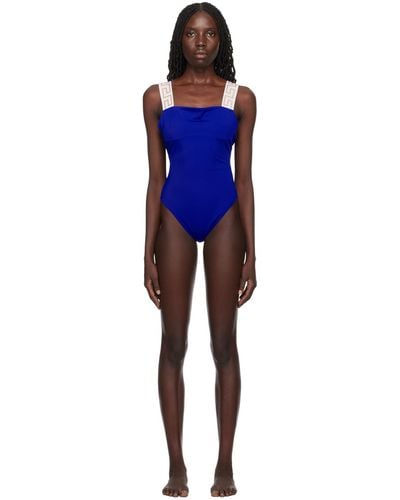 Versace Blue Greca Border Swimsuit - Black