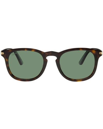 Cartier Tortoiseshell Round Sunglasses - Green