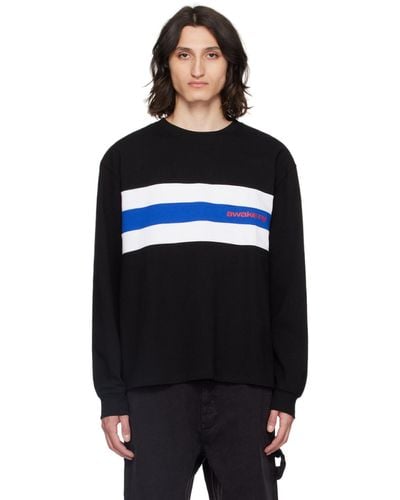 AWAKE NY Stripe Long Sleeve T-shirt - Black