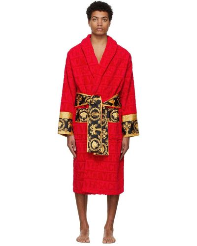 Versace Gold Trim Kimono Silk Dressing Gown Blackgold  UnderU