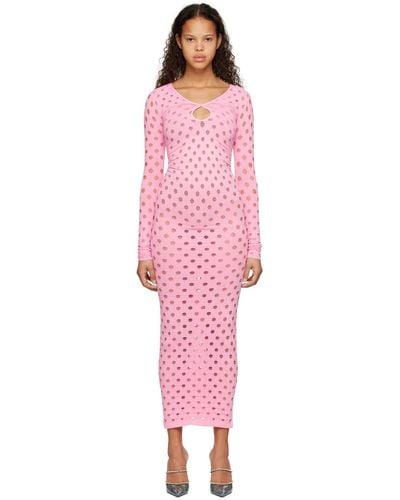 Maisie Wilen Perforated Midi Dress - Pink