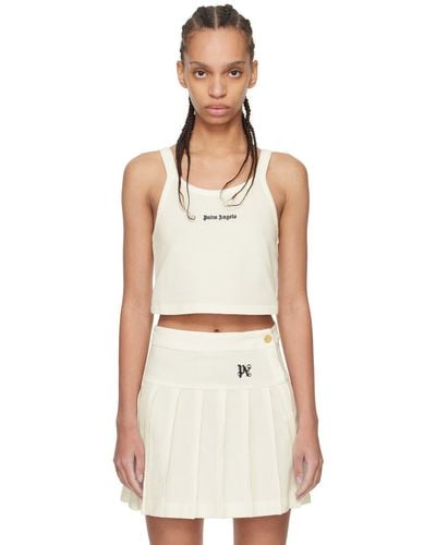 Palm Angels Off-white Embroidered Tank Top - Black