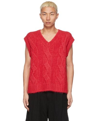 we11done Cable Knit Vest - Red