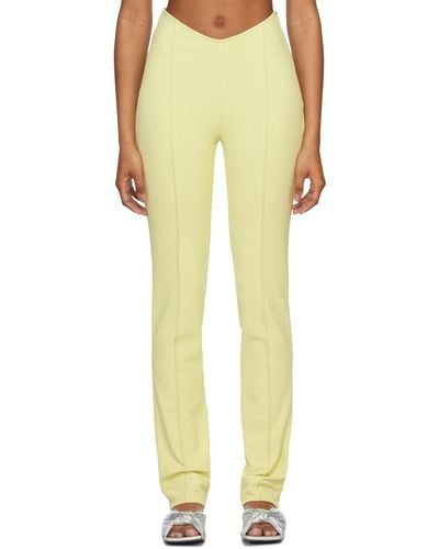 Ganni Green Slim-fit Trousers - Yellow