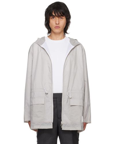 Thom Browne Grey Hooded Jacket - White