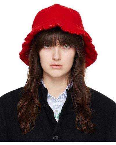 Comme des Garçons Comme Des Garçons Shirt Red Wool Nylon Tweed Bucket Hat - Black