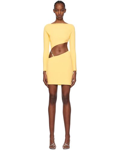 Gcds Yellow Asymmetric Minidress - Black