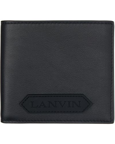 Lanvin Portefeuille noir à logo caoutchouté et à deux volets