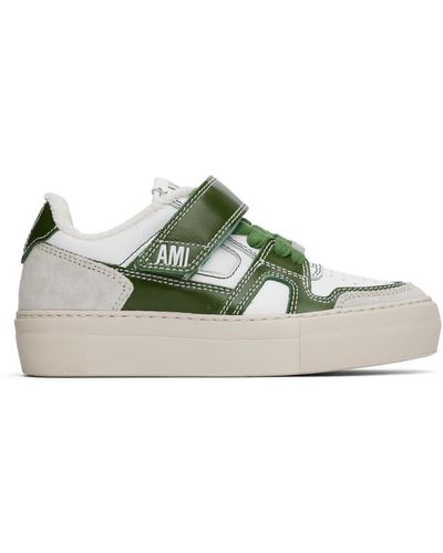 Ami Paris Green & White Ami Arcade Sneakers - Black