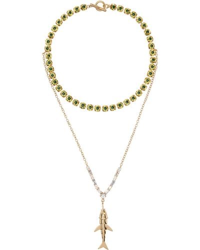 Marni Gold Charm Necklace - Black