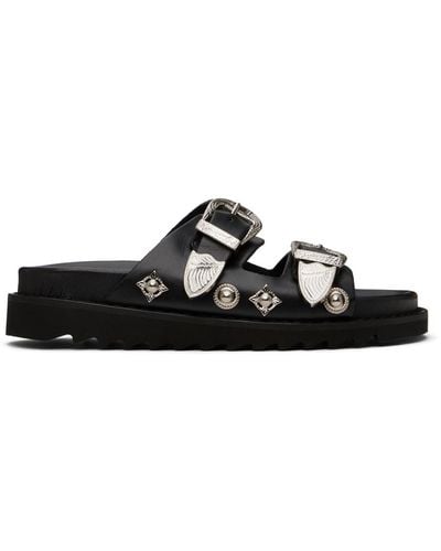 Toga Double Buckle Charms Sandals - Black