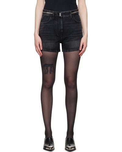 Givenchy Curb Chain Denim Shorts - Black