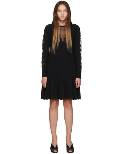 Alexander McQueen Black Knit Ottoman Mini Dress
