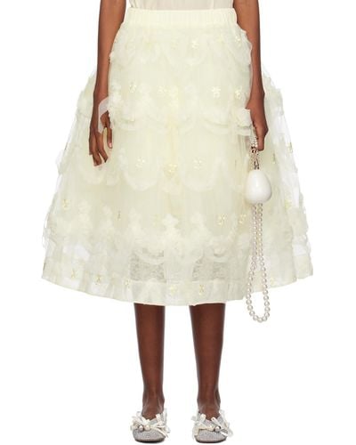 Simone Rocha Off-white Layered Cake Midi Skirt - Natural