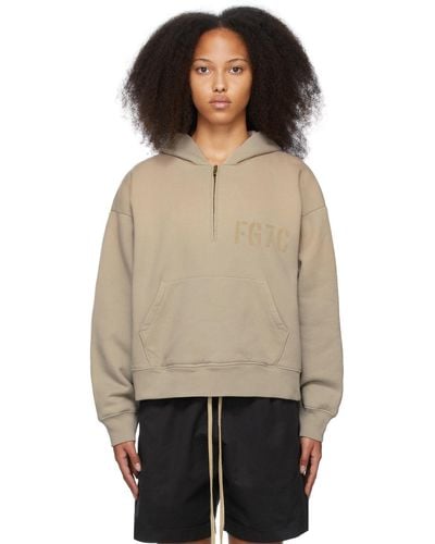 Fear Of God Beige Half-zip Hoodie - Black