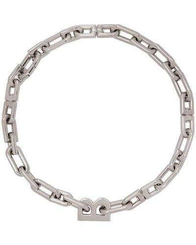 Balenciaga Silver B Chain Necklace - Metallic
