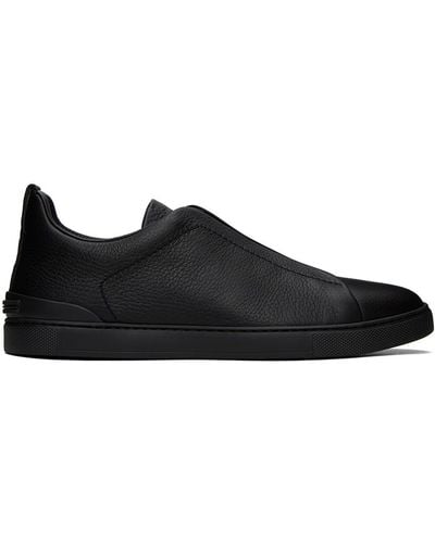 Zegna Deerskin Triple Stitchtm Sneakers - Black