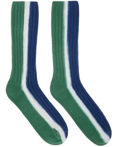 Sacai Green & Navy Vertical Dye Socks