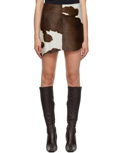 Helmut Lang Mini-jupe brune à motif vache imprimé - Noir