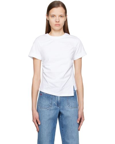 Victoria Beckham ホワイト ドレープ Tシャツ