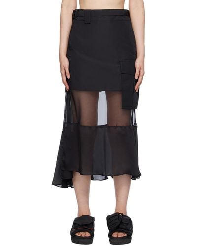 Sacai Combo Midi Skirt - Black