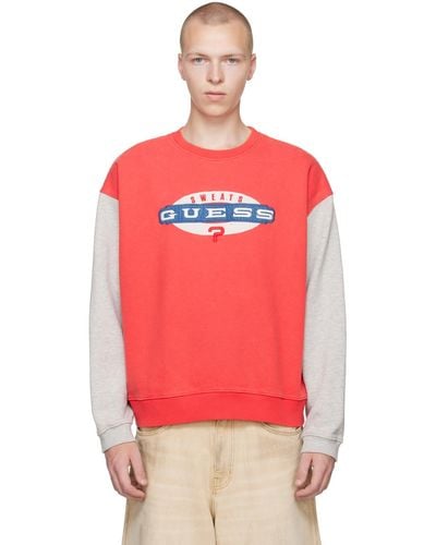 Guess USA Grey Crewneck Sweatshirt - Red