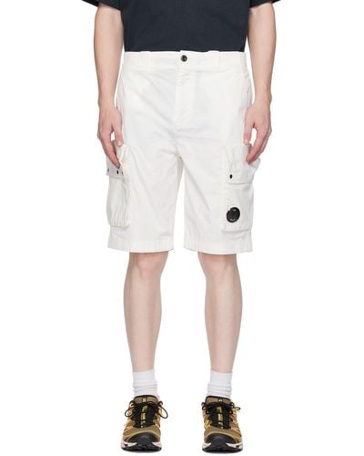 C.P. Company C.p. Company White Garment-dyed Shorts - Black