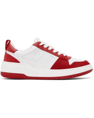 Ferragamo White & Red Suede Patch Skate Sneakers - Black